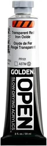 Miniatura 36 de GOLDEN OPEN Acrílicos de secado lento, Siena cruda, tubo de 2 fl oz, Pintura acrílica profesional, semiopaca Tierra de sierra natural