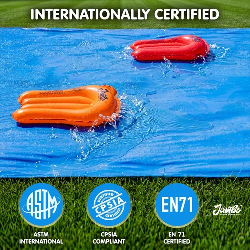 Miniatura 6 de JAMBO MEGA - Tobogán acuático de 30 pies x 82 pulgadas y 2 bodyboard modelo actualizado, extra largo extra ancho para niños, tobogán acuático
