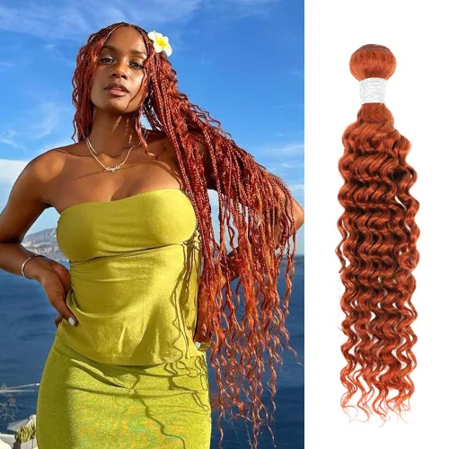 Miniatura 42 de P4/27 Cabello Humano Solitario de Onda Profunda con Reflejos Rubios Miel, 12A 100% Tejido Brasileño Virgen Ondulado Grueso con Mechas Ombre Marrón