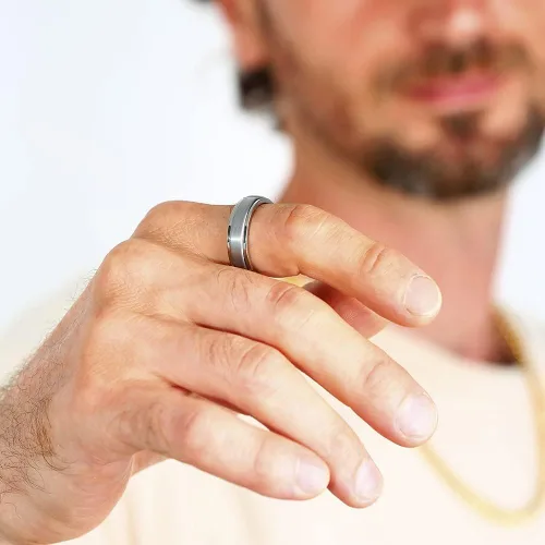 Miniatura 2 de Anillo giratorio de titanio de tungsteno de 0.2360.315 pulgadas para hombre, tamaño medio, sin níquel, anillo de ansiedad para hombres y mujeres