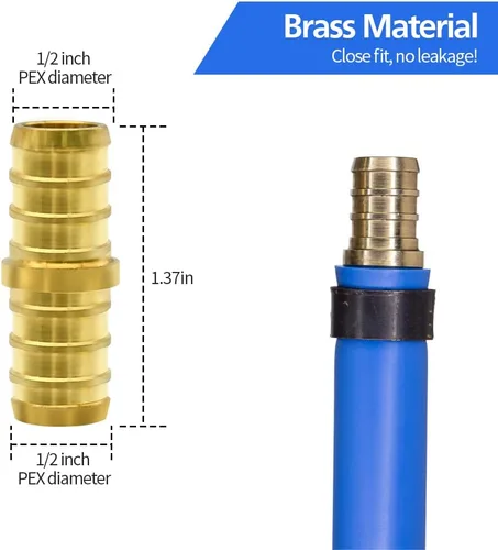 Miniatura 3 de 15 piezas de accesorios PEX de 1/2 pulgada, juego de acoplamientos rectos de codo TEE, combinación de accesorios de PEX de latón con Tees, codos