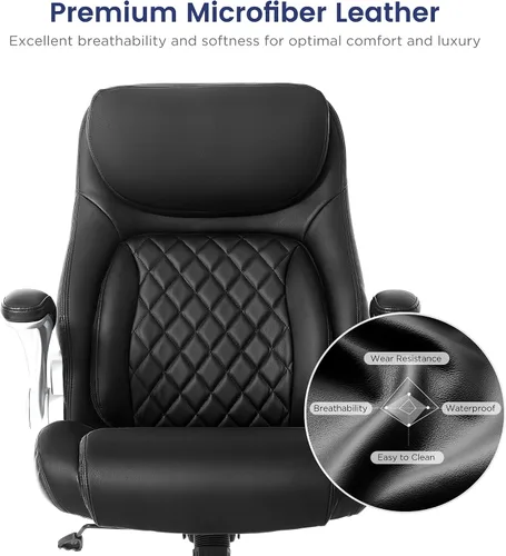Miniatura 6 de Nouhaus Silla Ergonómica de Oficina de Cuero de Microfibra Premium, Soporte Lumbar Ajustable y Reposabrazos, Respaldo Alto, Cómodas Sillas