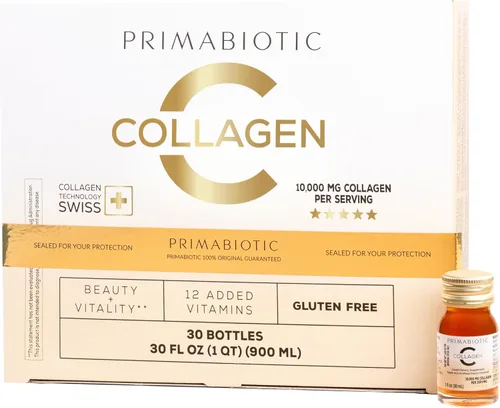 PRIMABIOTIC Colágeno Líquido - Alto Contenido de Colágeno [10,000 Mg] Por Porción - Colágeno Hidrolizado y 12 Vitaminas - Sin Gluten - 900 Ml - Pack