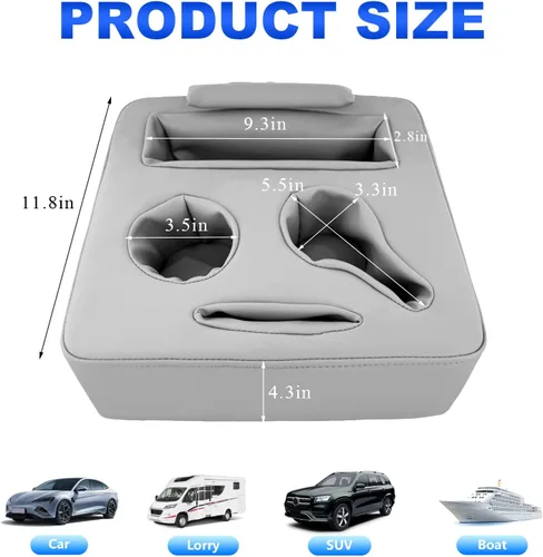 Miniatura 2 de Kewucn Organizador de asiento trasero de automóvil, bolsillo de cuero para sofá, almohada impermeable para almacenar bebidas y aperitivos, soporte