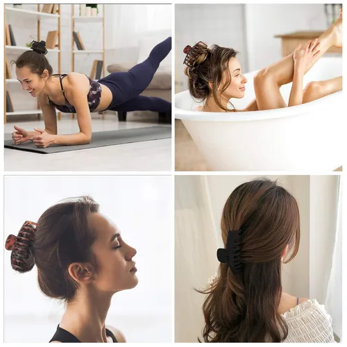 Miniatura 6 de OWIIZI Pinzas grandes para el cabello para mujer, 4.3 pulgadas, diseño de leopardo mate, pinzas para el pelo jumbo, antideslizantes, pinzas