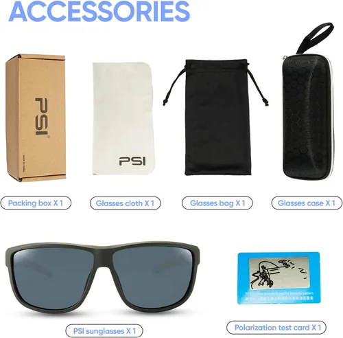 Miniatura 7 de PSI Gafas de sol polarizadas de alta calidad para hombres y mujeres, protección UV, lentes de sol rectangulares deportivos, para conducir, pescar