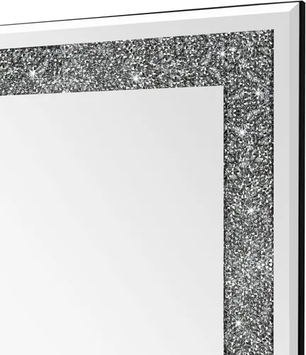 Miniatura 6 de Ruomeng Espejo de pared rectangular de cristal aplastado con diamantes para decoración del hogar, espejo de acento para baño, entrada y dormitorio