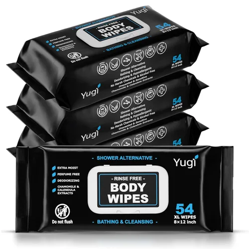 Toallitas corporales para adultos – XL sin enjuague para ducha, paños de baño, baño sin perfume para ancianos, camping, gimnasio, viajes y