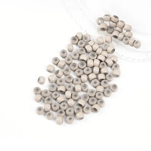 Miniatura 53 de Vlasy 100 Piezas Cuentas de Nano Anillo con Forro de Silicona para Extensiones de Cabello Humano con Nano Anillo 5 Colores Opcionales (Negro)