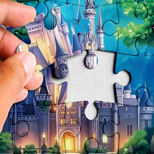 Miniatura 3 de Rompecabezas de castillo de manzana de fantasía para adultos de 1000 piezas, rompecabezas de mariposa de paisaje mágico, hermoso rompecabezas