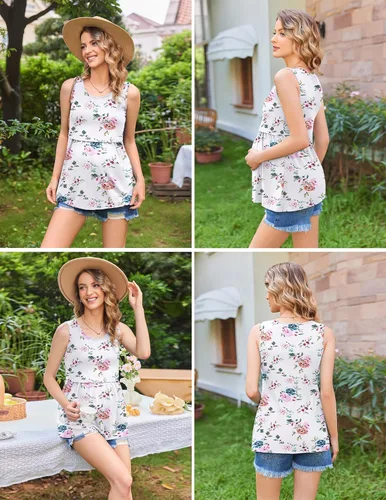 Miniatura 4 de Ekouaer Camisetas sin mangas de lactancia para mujer, paquete de 3