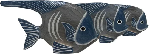 Miniatura 4 de WorldBazzar Hermoso conjunto único de 3 peces de madera tallada a mano estatua escultura arte ángel