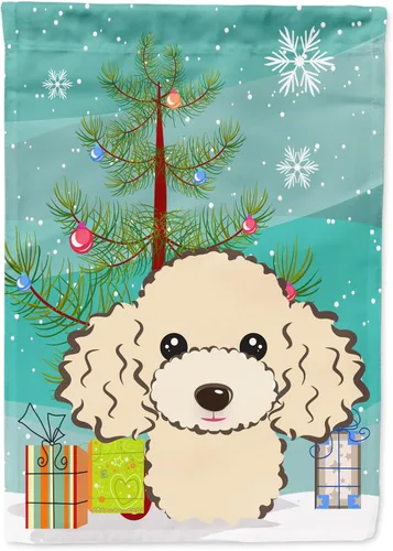 Miniatura 118 de Caroline's Treasures BB1622CHF - Bandera de casa Shih Tzu con árbol de Navidad y gris plateado para porche, grande, para colgar en la pared