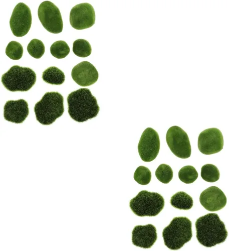 IMIKEYA Cuenco decorativo de musgo sintético, 26 piezas, piedras cubiertas de piedra de musgo, piedras falsas, jarrones decorativos, plantas
