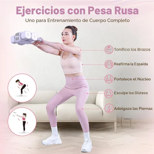 Miniatura 5 de kisnbld Juego de mancuernas ajustables de 2, juego de 4 en 1 de pesas libres para mujeres con ajuste rápido, cada juego de pesas de mano de 2 libras