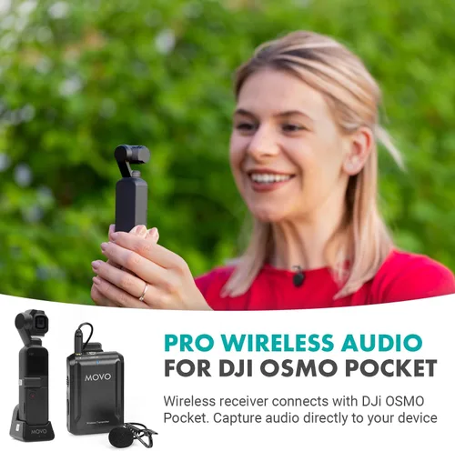 Miniatura 2 de Movo Edge-OP - Micrófono de solapa inalámbrico para Osmo Pocket 1 y 2, micrófono inalámbrico de solapa, transmisor y receptor para video, vlogging