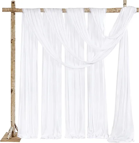Miniatura 9 de Cortinas de boda con rosas polvorientas, 2 paneles de 6 yardas, cortinas de fondo transparentes para despedida de soltera, arcos de boda