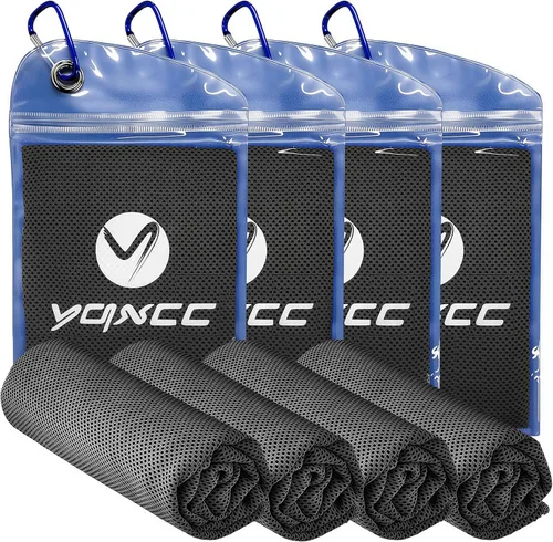 YQXCC Paquete de 4 toallas refrescantes de 40 x 12 pulgadas, toallas de hielo frescas para cuello y cara, trapos de microfibra suaves y 4 gris oscuro