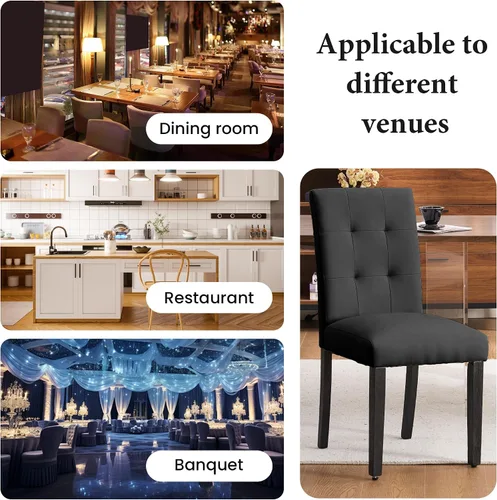 Miniatura 7 de Joysoul Juego de 2 sillas de comedor, sillas tapizadas de piel sintética con respaldo copetudo, sillas de cocina con marco de madera maciza, sillas