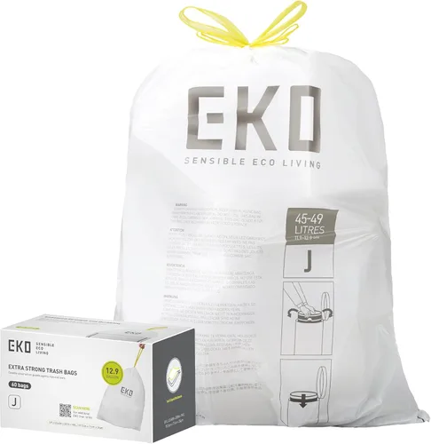 Miniatura 15 de EKO 4 galones / 10-15 litros, 80 bolsas de basura pequeñas con cordón, bolsas de basura extrafuertes sin perfume, rollo fácil de dispensar