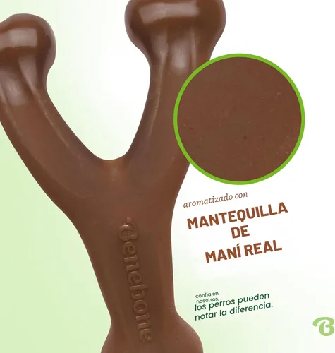 Miniatura 2 de Benebone Wishbone - Juguete masticable duradero para perros masticadores agresivos, cacahuete real, fabricado en Estados Unidos, pequeño