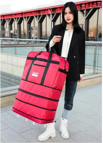 Miniatura 3 de Radefasun Bolsa de viaje expandible de Oxford con ruedas, impermeable, ligera, plegable, para viajar, Rojo
