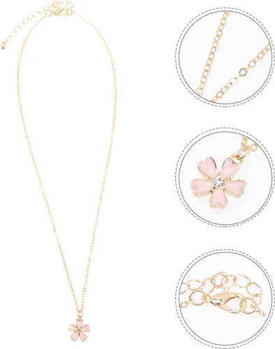 Miniatura 6 de Juego de collar y aretes con colgante de rama de cerezo con diamantes de imitación, joyería de boda para mujeres y niñas