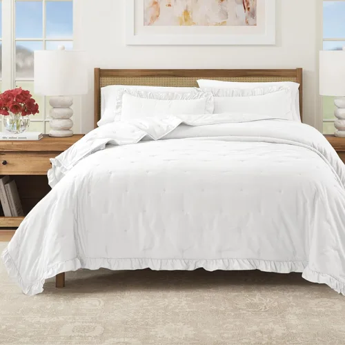 Miniatura 26 de Great Bay Home Full/Queen Quilt Set - 3-Piece Seersucker Box-Stitched Bedding Set - Soft, Lightweight, All-Season Bedspread (White)