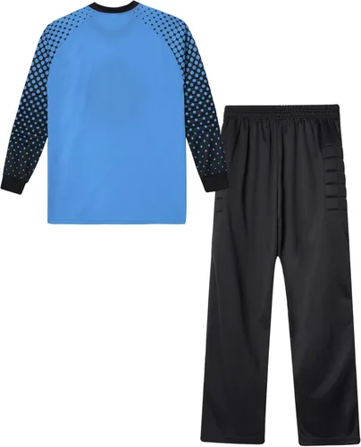 Miniatura 5 de TiaoBug Conjunto de camiseta y pantalones de fútbol acolchados para niños y niños, camisa de portero de manga larga, uniforme de entrenamiento