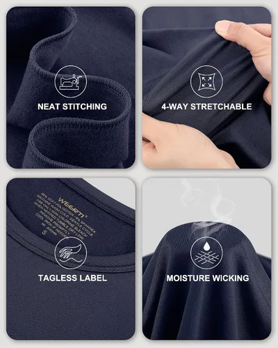 Miniatura 4 de WEERTI Ropa interior térmica para hombre, capa base de tela polar con forro polar