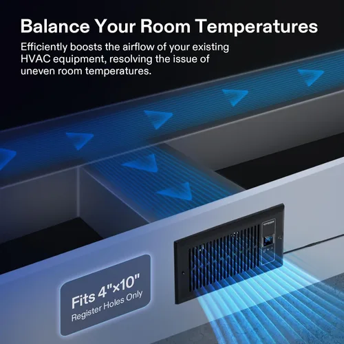 Miniatura 3 de VIVOSUN Ventilador silencioso de registro elevador, ventilación de registro inteligente con control de termostato, se adapta a agujeros de registro