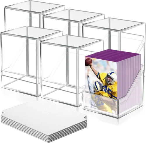 Homthy Paquete de 6 cajas de cartas para tarjetas intercambiables, cajas de almacenamiento acrílicas Commander con capacidad para más de 600 6P