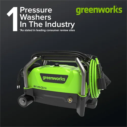 Miniatura 2 de Greenworks 2100 PSI (certificado SGS) 1.2 GPM 13Amp Lavadora eléctrica compacta a presión con mango telescópico para autos, calzadas, patios