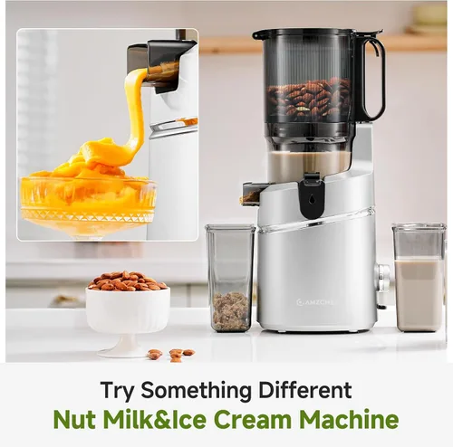Miniatura 6 de AMZCHEF Máquinas exprimidoras, exprimidor de prensa fría extra de 5.8 pulgadas para verduras y frutas enteras, máquina extractora de jugo