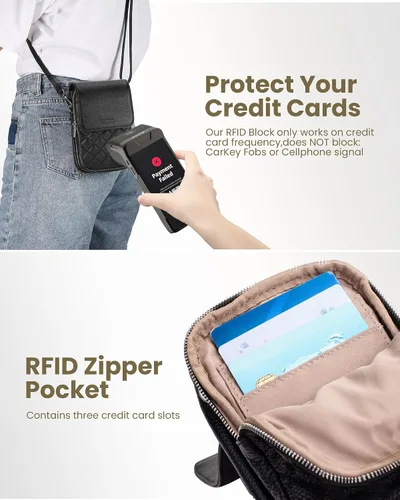 Miniatura 2 de befen Bolsos cruzados pequeños de cuero genuino para mujer, bolsa cruzada para teléfono celular con ranuras para tarjetas de bloqueo RFID