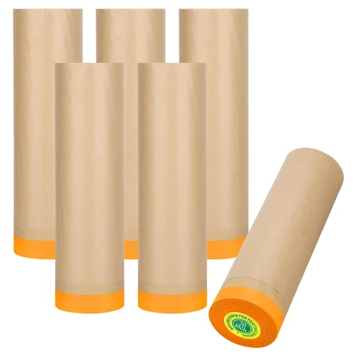 Miniatura 11 de xianshengle Papel de enmascarar precintado para pintar, cinta y drape de 20 pulgadas x 50 pies, papel para pintores, papel para pintores