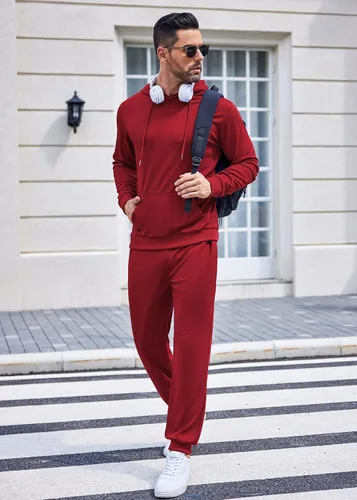 Miniatura 26 de COOFANDY Conjunto deportivo de 2 piezas para hombre, conjunto deportivo casual con capucha