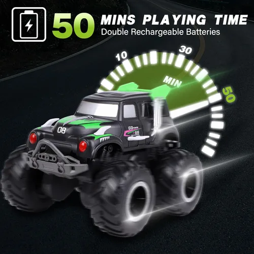 Miniatura 2 de Coches de control remoto anfibios, 1/20 Stunt RC Rock Crawler Monster Truck Toy con dos baterías recargables alternativas, vehículos todoterreno 4WD