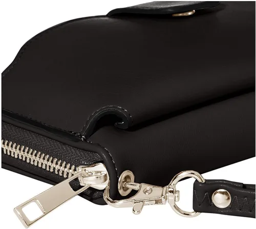 Miniatura 4 de Cartera de pulsera para mujer con soporte para teléfono celular con cremallera alrededor de la cartera de poliuretano negro