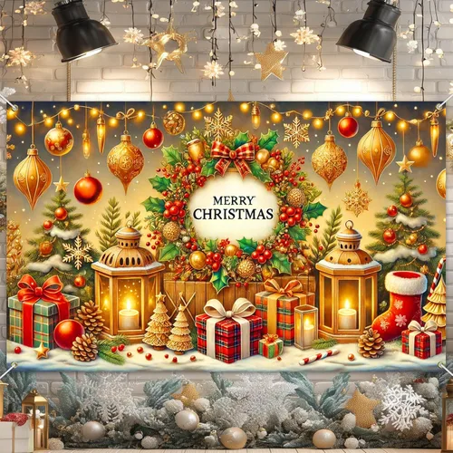 Miniatura 20 de BlissYard Telón de fondo de tren de Papá Noel, 71 x 43 pulgadas, pancarta de escena de Navidad de pan de jengibre, fondo de fotos para fiestas