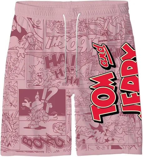 Pantalones cortos de batalla Tom Jerry para hombre pantalones cortos clásicos Hanna-Barbera - Pantalones cortos vintage de dibujos animados