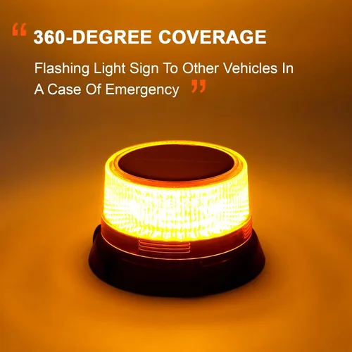 Miniatura 6 de AnTom Luces estroboscópicas LED solares inalámbricas, luz de baliza ámbar recargable impermeable con base magnética fuerte, advertencia de rotación
