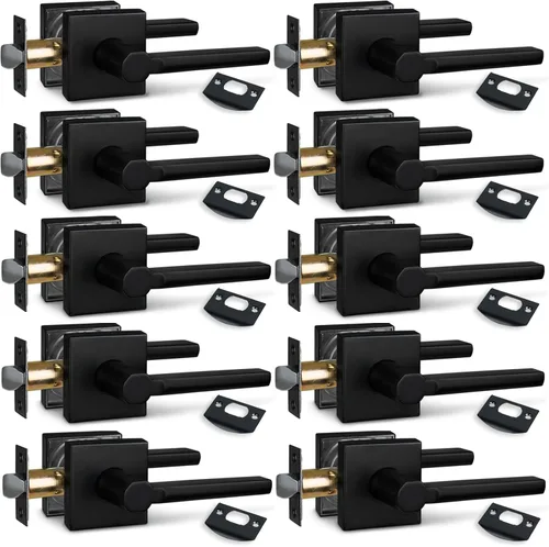 Miniatura 21 de NEWBANG Palanca de puerta de cama/baño para privacidad Baño e interior Manija de cerradura de puerta en negro mate envejecido, HD1601-DB-BK-1P