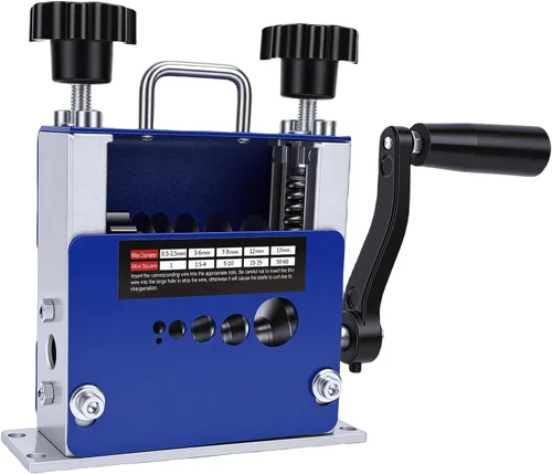 Máquina pelacables, manual y eléctrico, compatible con taladro de cobre con 6 agujeros, rodillo de ranura en V para cables de 0.138 in, 0.276 in,