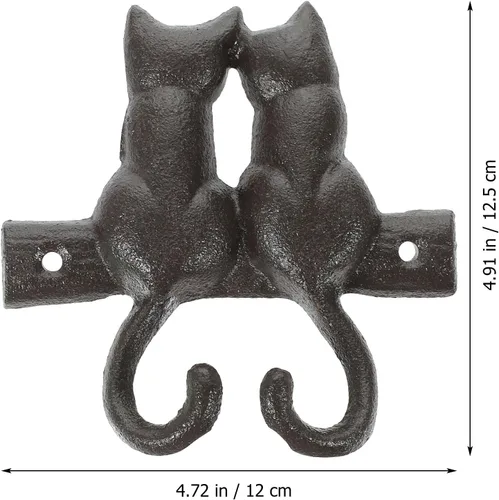 Miniatura 3 de Housoutil Gancho de sombrero y abrigo en forma de gato de estilo retro de hierro para el hogar montado en la pared colgante decorativo