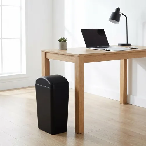 Miniatura 3 de Morcte - Cubo de basura pequeño de plástico de 3 galones con tapa abatible, color negro Basurero con tapa abatible, perfil delgado, para baño
