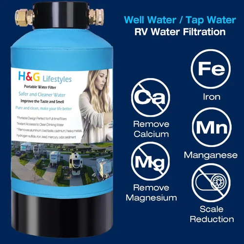 Miniatura 9 de H&G Lifestyles Filtro de agua para autocaravana, filtro de hierro para manguera de jardín, filtro de manguera para llenado de hierro de agua de pozo