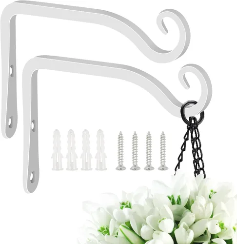 Miniatura 9 de FEED GARDEN Ganchos de pared para plantas colgantes de 10 pulgadas, paquete de 2 soportes de metal resistentes para plantas, con capacidad para 48