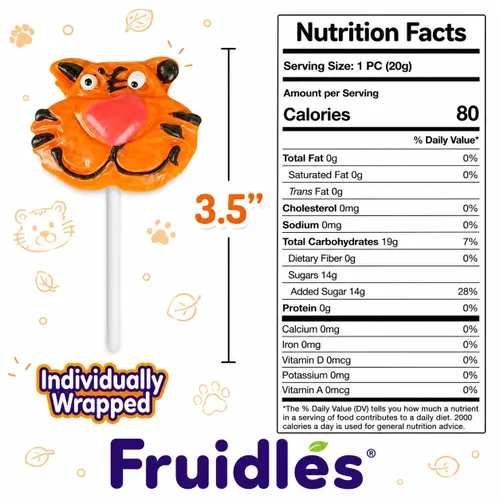 Miniatura 2 de Fruidles Zoo Animal Lollipop Suckers Candy, caramelos duros envueltos individualmente sin grasa con divertidos diseños de animales de zoológico