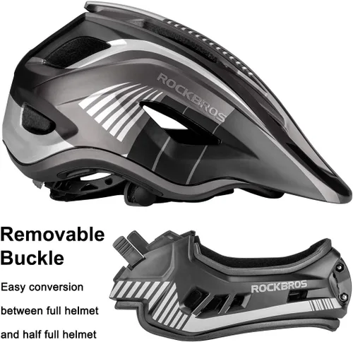 Miniatura 4 de ROCKBROS Casco integral para niños Cascos de bicicleta para niños Casco ligero de bicicleta de montaña para niños pequeños Desmontable para MTB BMX